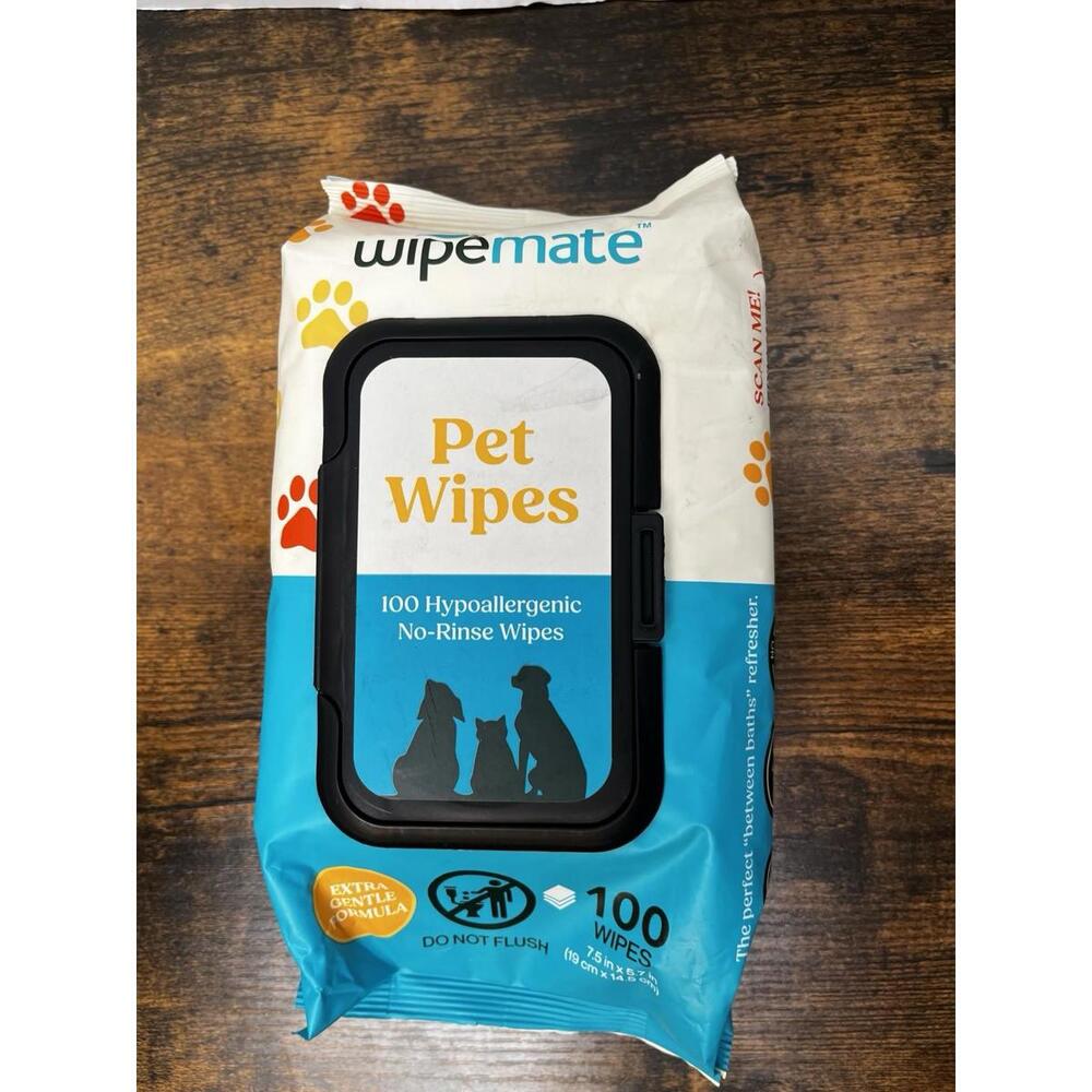 Wipemate Pet Wipes Unscented Dog &‎ Cat Grooming Wipes Hypoallergenic 100ct